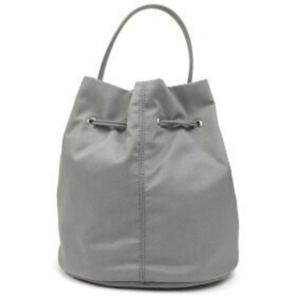 Balenciaga Wheel Drawstring Bucket Bag Gray Nylon Top Handle Crossbody - Picture 3 of 14